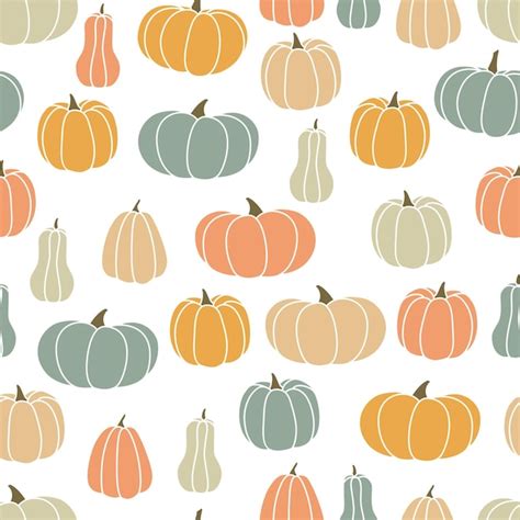 Premium Vector Seamless Pattern With Different Pumpkins