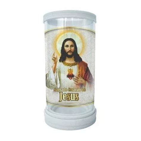 Porta Vela Em Vidro E M Rmore Sagrado Cora O De Jesus Cm