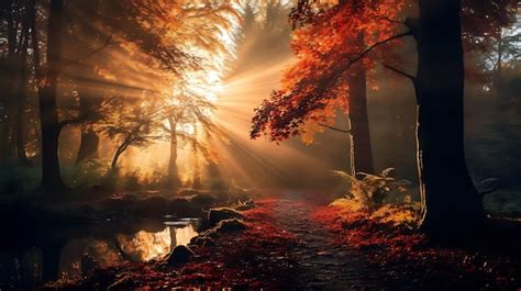 Premium AI Image | Autumn forest scenery landscape