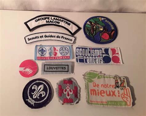 GUIDES ET SCOUTS de France lot 10 écussons patchs insignes année 70 80