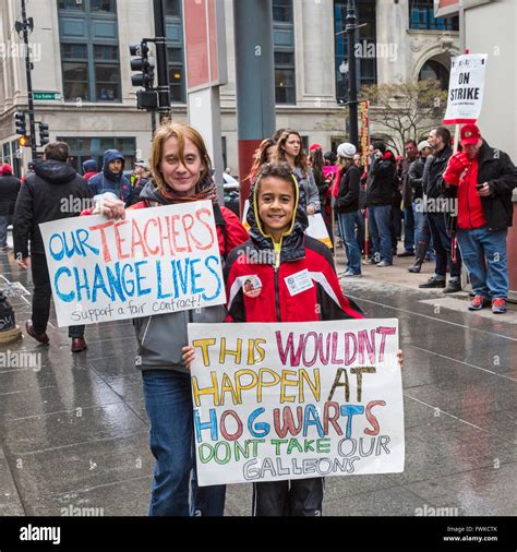 Chicago, Illinois - Members of the Chicago Teachers Union strike for increased funding for the ...