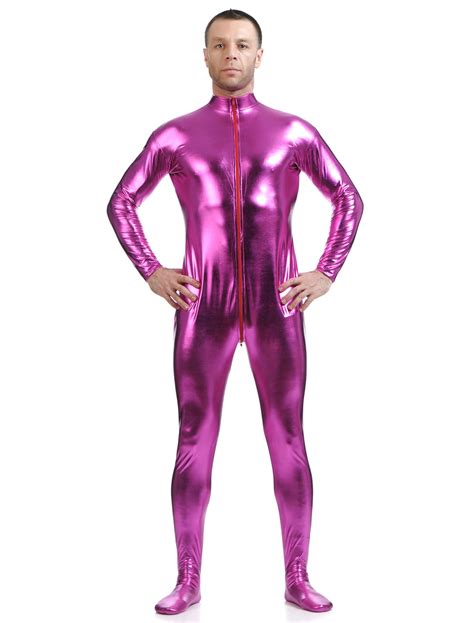 Faschingskost M Rose Rot Gl Nzend Metallisch Cosplay Zentai Anzug F R