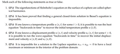 Solved Mark Each Of The Following Statements As True Or Chegg