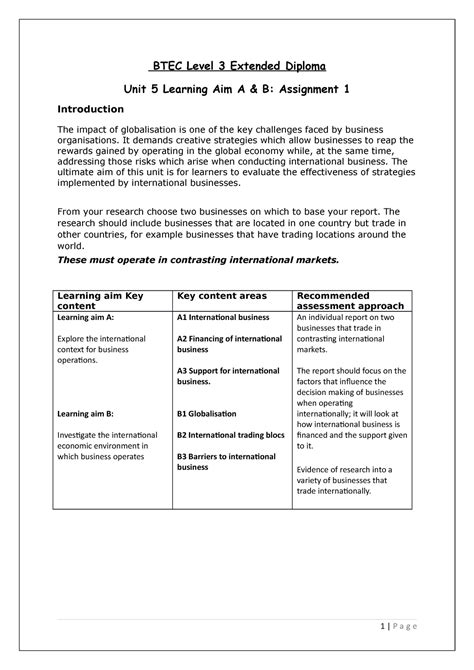 Assignment 1 Checklist Unit 5 Btec Level 3 Extended Diploma Unit 5