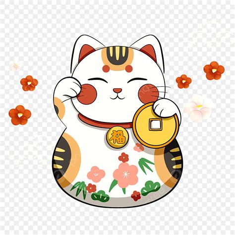 Japanese Lucky Cat White Transparent Cartoon Color Japanese Lucky Cat