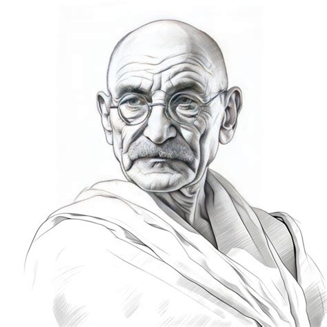 Premium AI Image | sketch line art of Indian Freedom Fighter Gandhi ji