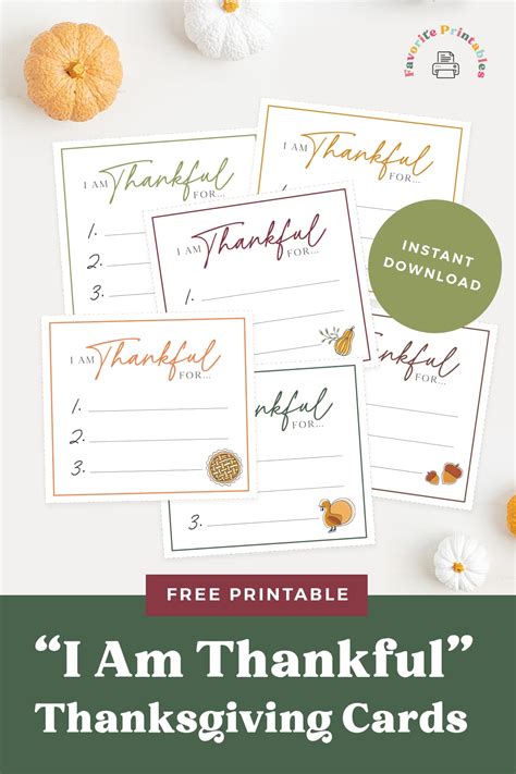 FREE Printable I Am Thankful For Cards! - Favorite Printables