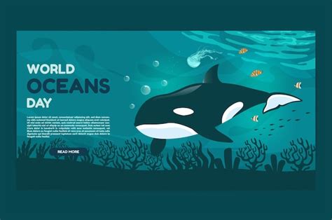 Premium Vector World Oceans Day 8 June Web Banner Save Our Ocean