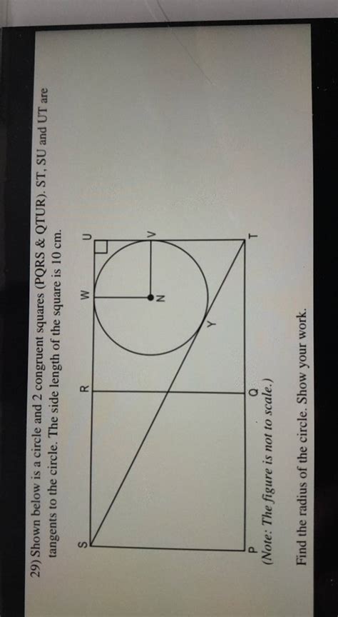 29 Shown Below Is A Circle And 2 Congruent Squares PQRS QTUR ST S