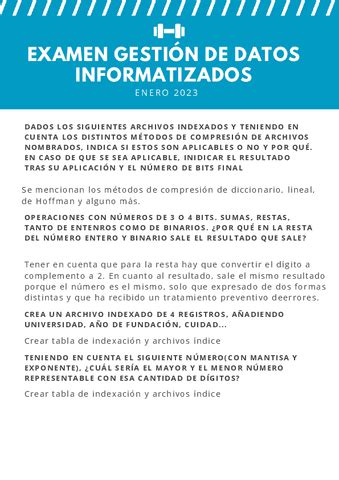 Examen Gestion De Datos Informatizados Deportivos Pdf