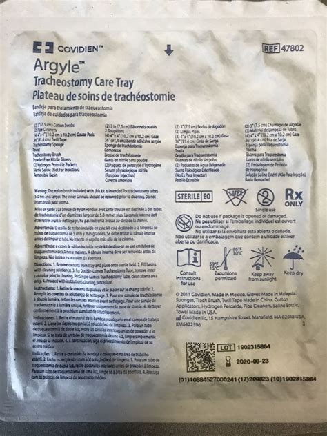 New Covidien 47802 Covidien Argyle Tracheostomy Care Tray Disposables