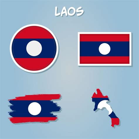 The National Flag of Laos. Laos detailed map with flag of country. Map ...