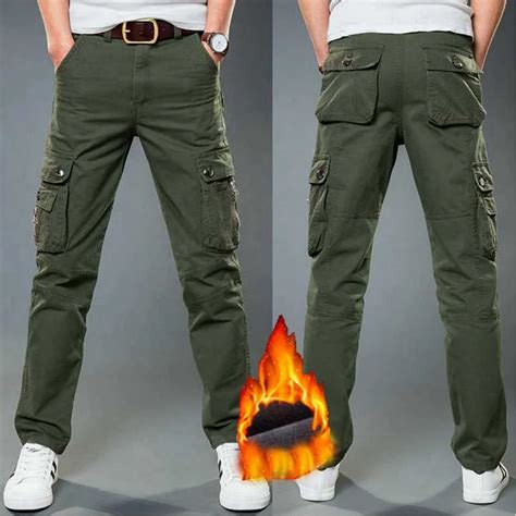 Pantalon Cargo en polaire pour homme vêtement chaud et épais en coton