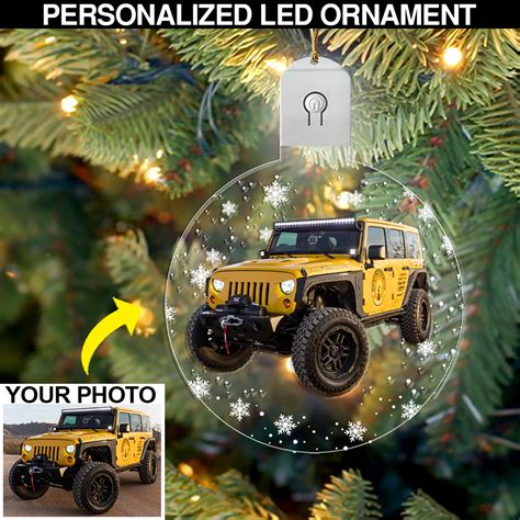 Personalized Photo Jeep Off Roading Led Ornament Jeep Christmas Tree