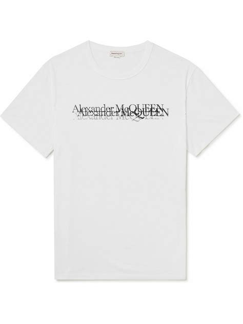 Alexander Mcqueen Logo Print Cotton Jersey T Shirt White Alexander