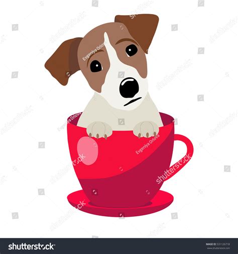 Jack Russell Terrier Red Teacup Illustration Stock Vector (Royalty Free