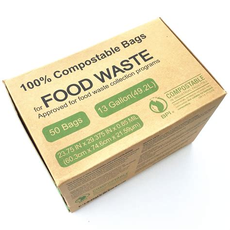 Unni Astm6400 Certified Compostable Bags 13 Gallon 50 Count Heavy