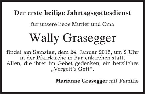 Traueranzeigen Von Wally Grasegger Trauer Merkur De