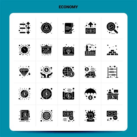 Solid 25 Economy Icon Set Vector Glyph Style Design Black Icons Set Web