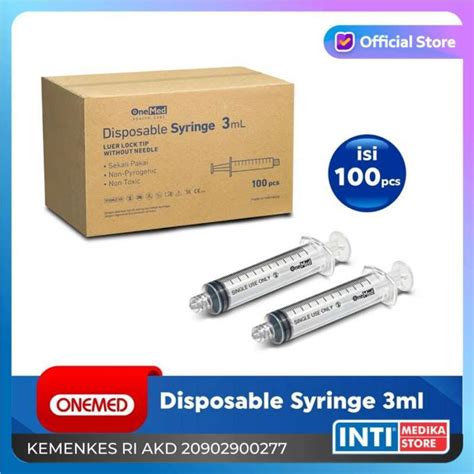 Jual Onemed Spuit 3cc Box Disposable Syringe 3ml Jarum Suntik 23g