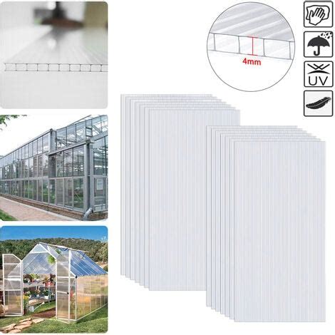 AUFUN 14x Polycarbonat Hohlkammerstegplatten 4mm 10 25 m² Gewächshaus