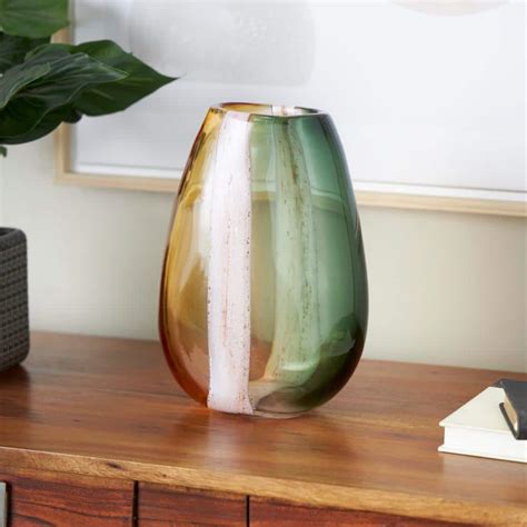 Litton Lane Multi Colored Ombre Glass Decorative Vase With Pink