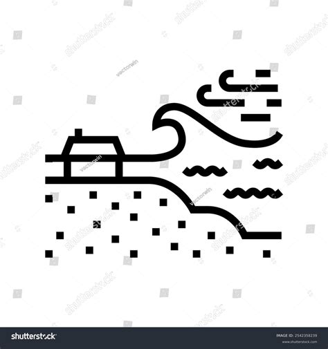 Storm Surge Flooding Hurricane Disaster Line Stock Vector (Royalty Free