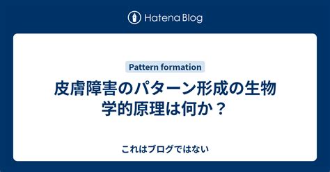 皮膚障害のパターン形成の生物学的原理は何か？ これはブログではない