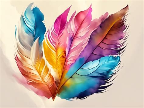 Un Grupo De Plumas De Colores Del Arco Iris Foto Premium