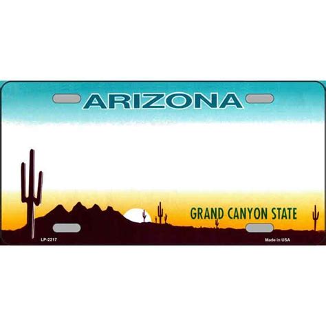 Arizona State Blank Background Metal License Plate Sign Novelty Vanity