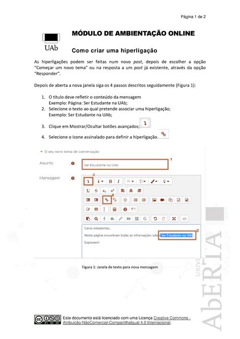 Como criar uma hiperligação Página 1 de 2 Este documento está