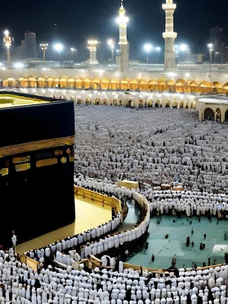 premium photo pilgrims praying   kaaba