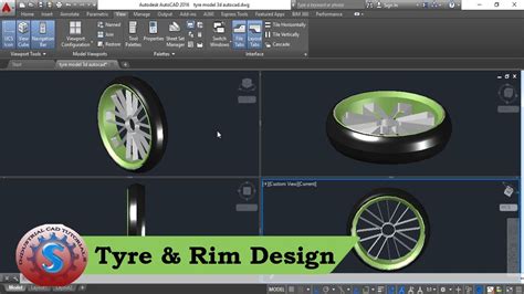 Tyre And Rim Design In Auto Cad 3d Surface Practice Tutorials For