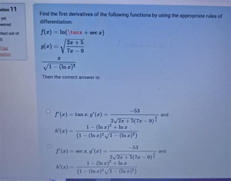 Solved Find The First Derivatives Of The Following Functions