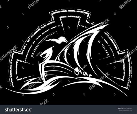 Drakkar Viking On Waves Sail Vector Stock Vector (Royalty Free ...