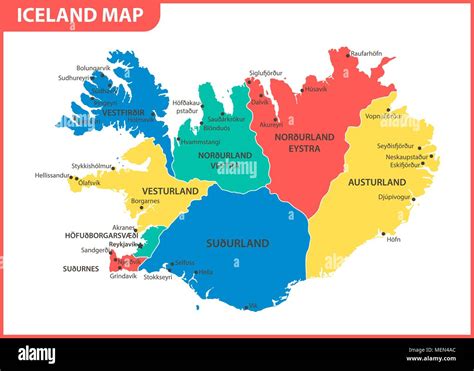 The Detailed Map Of Iceland With Regions Or States And Cities Capital