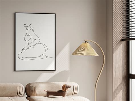 Naked Woman One Line Draw Art Nude Female Print Woman Body Wall Art