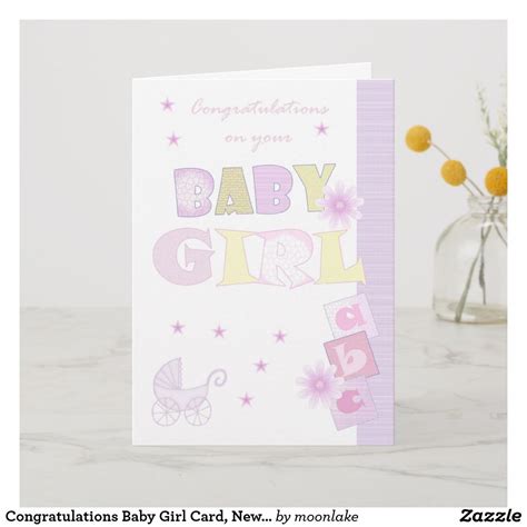 Congratulations Baby Girl Card, New Baby Card. Welcome the new baby girl to the family with this ...