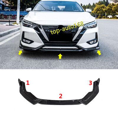 Bright Black Front Bumper Lip Body Spoiler Trim 3pcs For Nissan Sentra