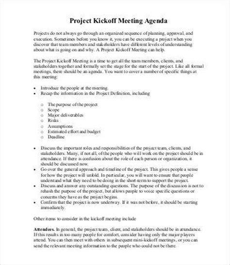 Project Kickoff Meeting Agenda Template