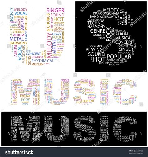 Music Word Collage Vector Illustration Stock Vector (Royalty Free ...