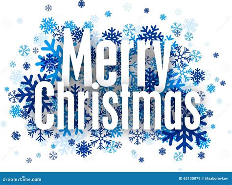 Merry Christmas Paper Sign Over Snowflakes Stock Vector Illustration