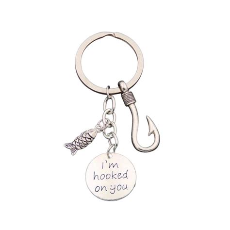 Im Hooked On You Keychain Fishing Gift Fisherman Keychain Fish Hook