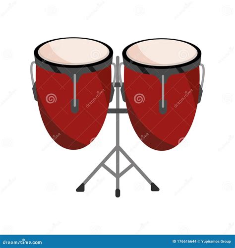 Congas Drums Percussion Musical Instrument Isolated Icon Stock Vector