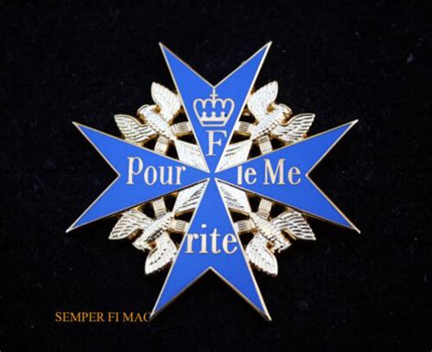 German Blue Max Xl Badge Pin Up Pour Le M Rite World War Medal Red