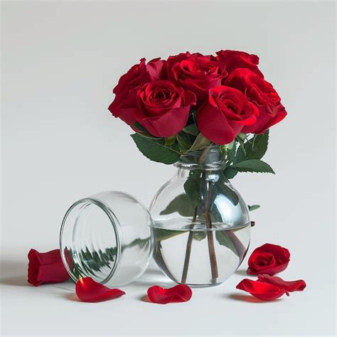 Premium Photo Romantic Elegance Red Roses In Glass Vase On White