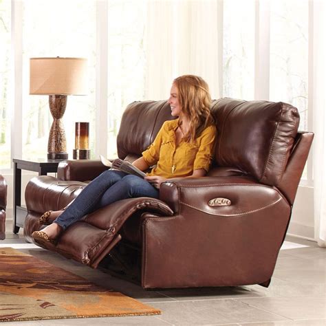 Wembley Power Lay Flat Reclining Console Loveseat W Power Headrest And Lumbar Walnut