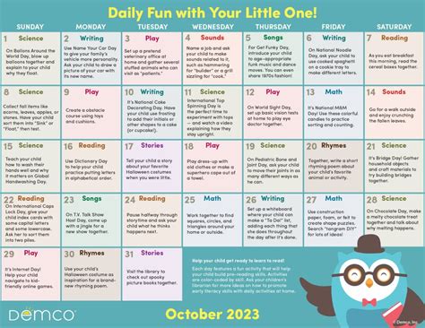 Early Literacy Activities — October 2023 Activities Books And More