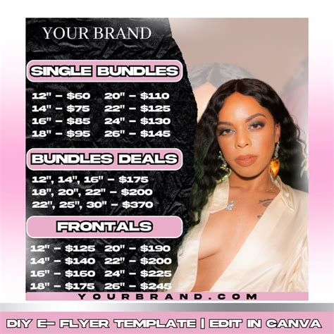 DIY Hair Price List Flyer Hair Sale Bundle Deals Hair Extensions Wig