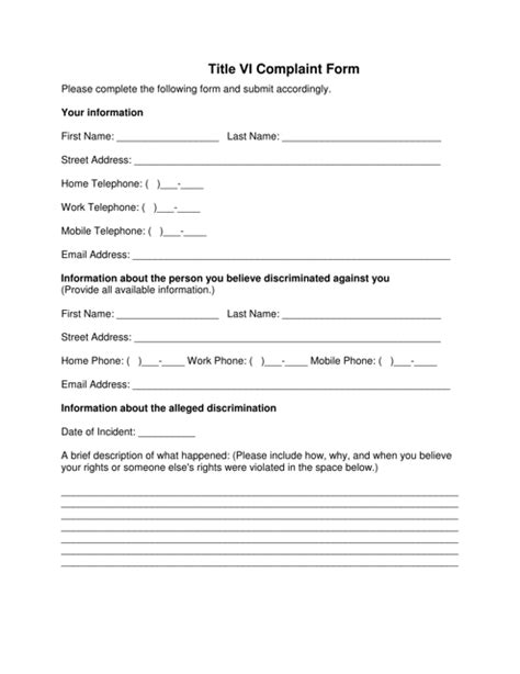 Ohio Title Vi Complaint Form Fill Out Sign Online And Download Pdf Templateroller